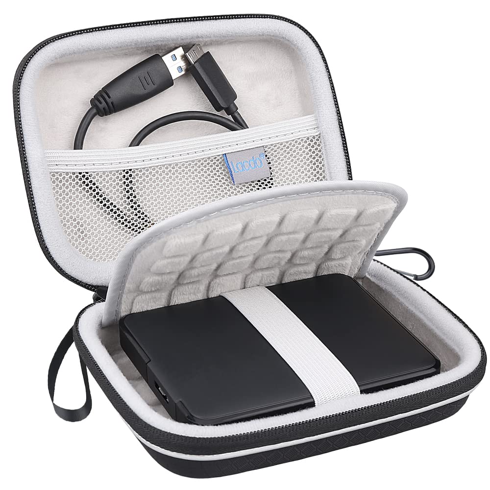 Lacdo Hard Drive Case for Seagate Portable Expansion Seagate One Touch Seagate Game Drive Seagate Backup Plus Slim Portable External Hard Drive 1TB 2TB 3TB 4TB 5TB USB 3.0 2.5 Inch Travel Bag, Black