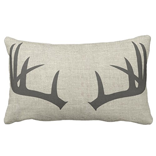 Book Cover UOOPOO Deer Antlers | Lumbar Throw Pillow Case Square 12 x 20 Inches Soft Cotton Canvas Home Decorative Wedding Cushion Cover for Sofa and Bed One Side