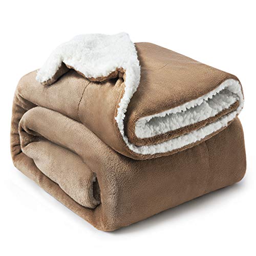 Book Cover Bedsure Sherpa Fleece Blankets Twin Size - Camel Thick Fuzzy Warm Soft Twin Blanket for Bed, 60x80 Inches