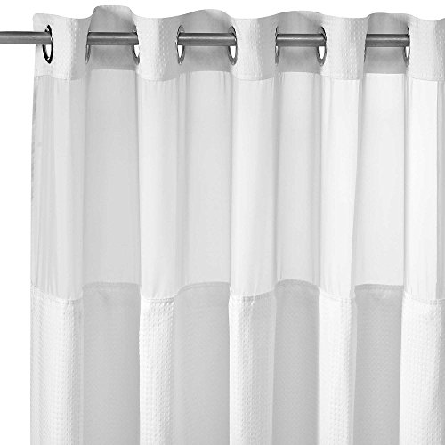 *Hookless Waffle Fabric Shower Curtain - Size : 71" X 74" - Color : White