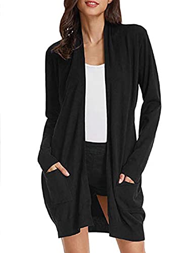 GRACE KARIN Essential Solid Open Front Long Knited Cardigan Sweater for Women