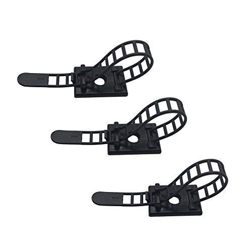 Book Cover 50pcs Cable Clips the Adhesive Cable Ties, Adjustable Nylon Cable Zip Ties and Adhesive Cable Clips with Optional Screw Mount for Cord Management (Black)