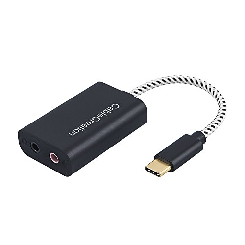 USB-C Audio Adapter, CableCreation Type C External Stereo Sound Card with Headphone and Microphone Jack Compatible with Windows, Mac, iPad Pro 2018, Plug and Play, Black