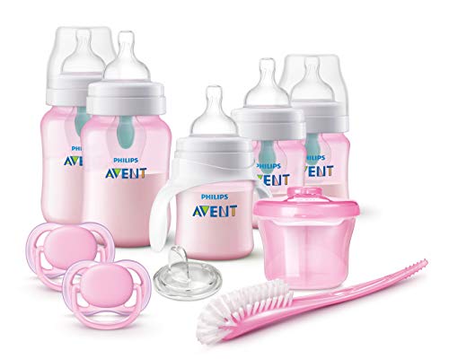 Book Cover Philips AVENT Anti-colic Baby Bottle with AirFree vent Beginner Gift Set Pink, SCD393/04