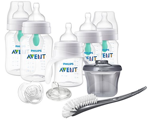 Book Cover Philips Avent Anti-Colic Baby Bottle with AirFree Vent Beginner Gift Set Clear, SCD394/02