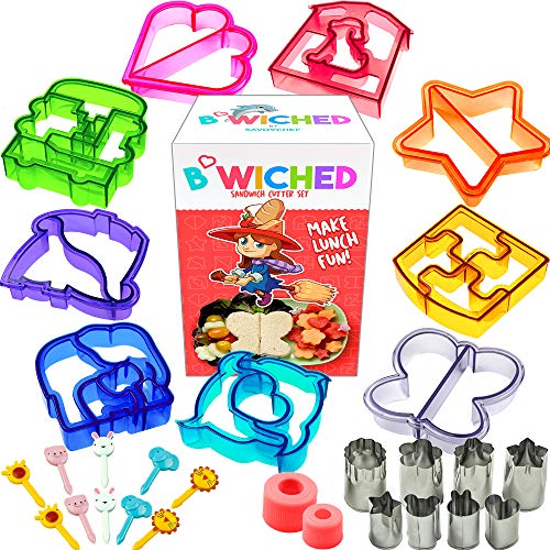 Book Cover 29pc Sandwich Cutter Set for Kids of All Ages - Turn Vegetables, Fruits, Cheese, and Cookie Into Fun Bites - Add to Bento Box and Lunch Box - Toddlers Boys and Girls - Easy to Use
