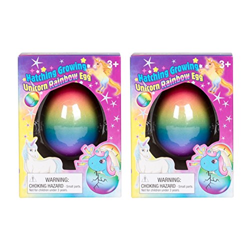 Book Cover Set of 2 Surprise Growing Unicorn Hatching Rainbow Egg Kids Toys, Assorted Colors