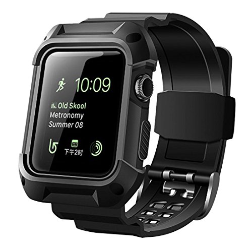 baozai Compatible with Apple Watch Band with Case 42mm, Protective Shock Replacement Wristband for Apple Watch Band 42mm Series 3 Series 2 Series 1,Black