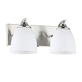 OSTWIN 1-Light Bath Bar Light Up or Down, Interior Bathroom Vanity Wall Lighting Fixture VF42, 1x60 Watt E26 Socket, Satin Nickel Finish with Opal Oval Cone Glass Shade, UL Listed