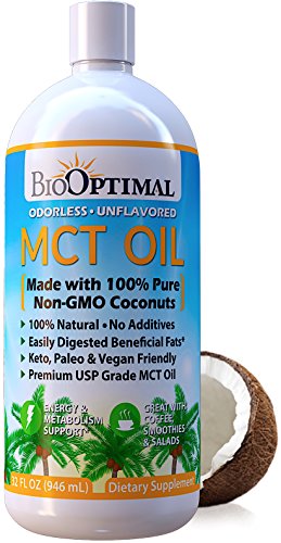 Book Cover BioOptimal MCT Oil 32 oz - Keto MCT Oil, 100% Coconut, C8 & C10, Non-GMO, Premium Quality, Unflavored & Odorless, No Palm Oil, Paleo & Vegan Friendly
