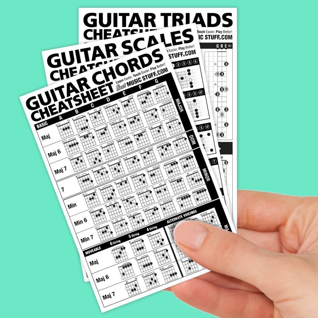 Book Cover Guitar Cheatsheets Bundle (Chords, Scales, and Triads Cheatsheet • Laminated Pocket Reference (SMALL - 4-in x 6-in)