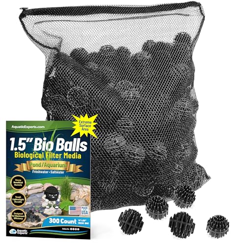 Aquatic Experts Bio Balls Filter Media Bulk - 1.5 Inch Bio Balls for Pond Filter, Bio Balls Large for Pond Filter Media for Outdoor Ponds, Bio Balls for Aquarium Filter (300 Count with Mesh Bag)