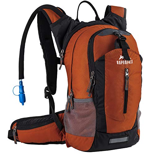 RUPUMPACK Hiking Insulated Hydration Backpack Pack with 2.5L BPA Free Water Bladder- Keeps Liquid Cool up to 4 Hours, Lightweight Daypack for Hiking Running Cycling Camping Commuter, 18L Dark Orange