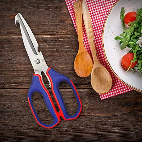 Book Cover WORKPRO Kitchen Scissors 10-inch Heavy Duty Stainless Steel Made with TPR Soft Handle, Multi-Function for Poultry, Fish, Meat etc