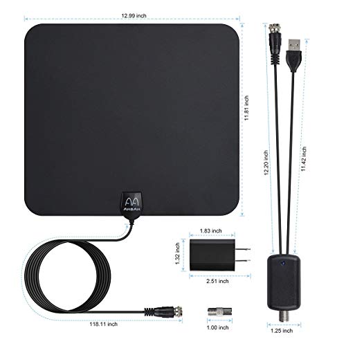 Updated 2018 Version TV Antenna, Indoor Digital HDTV Antenna Amplified 75 Mile Range 4K HD VHF UHF Freeview for Life Local Channels Broadcast for All Types of Home Smart Television - Never Pay Fees