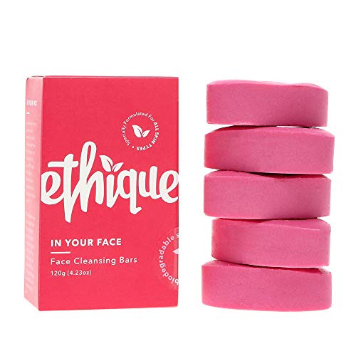 Ethique Eco-Friendly Face Cleansing Bar for All Skin Types, In Your Face - Sustainable Facial Cleanser, Acne Wash, Soap Free, Plastic Free, Vegan, Plant Based, 100% Compostable and Zero Waste, 4.23oz