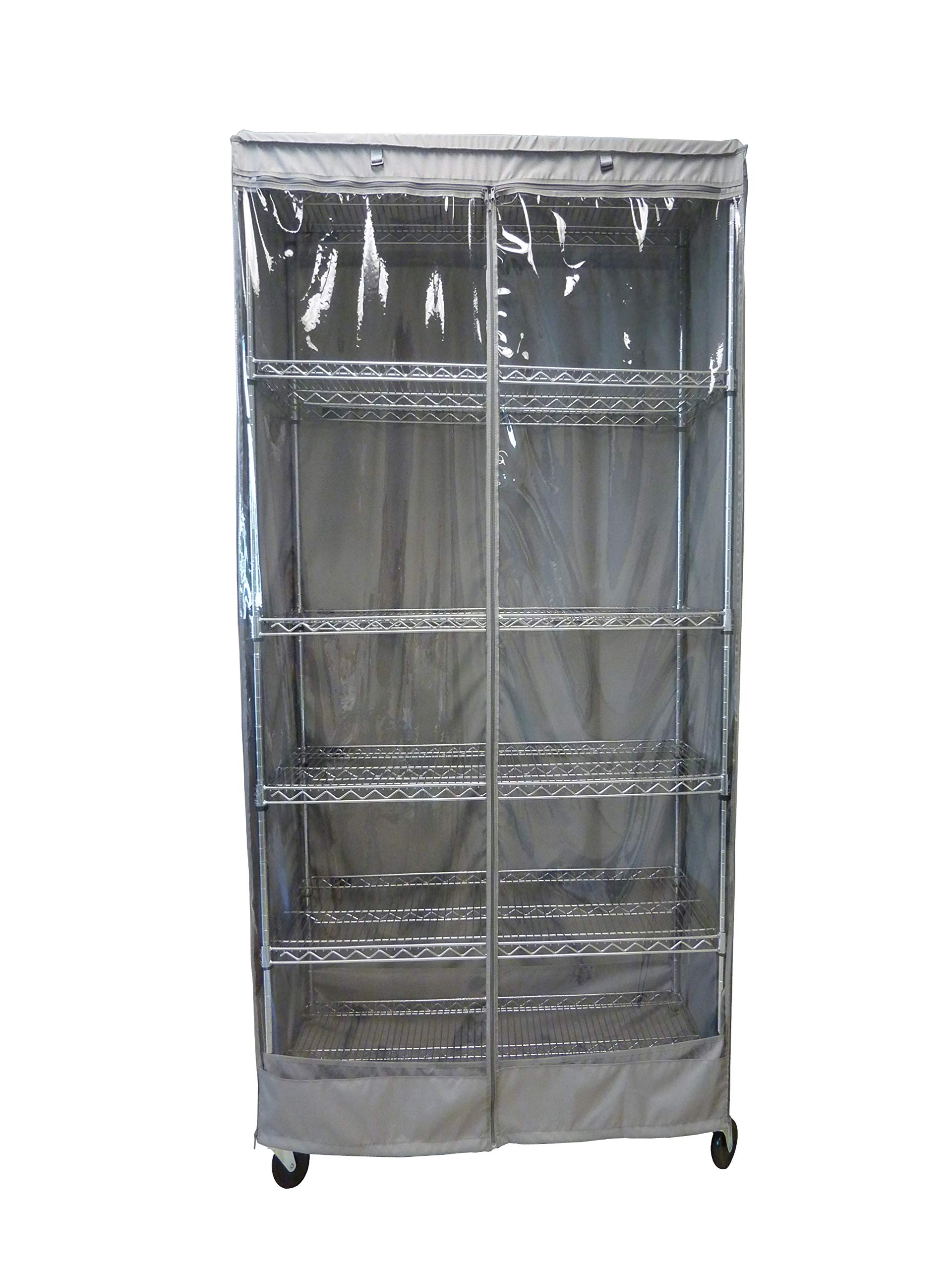 Formosa Covers Storage Shelving Unit Cover, fits Racks 30" Wx14 Dx60 H one Side See Through Panel (Cover Only) 30"Wx14"Dx60"H Grey With One Side Clear Pvc Panel