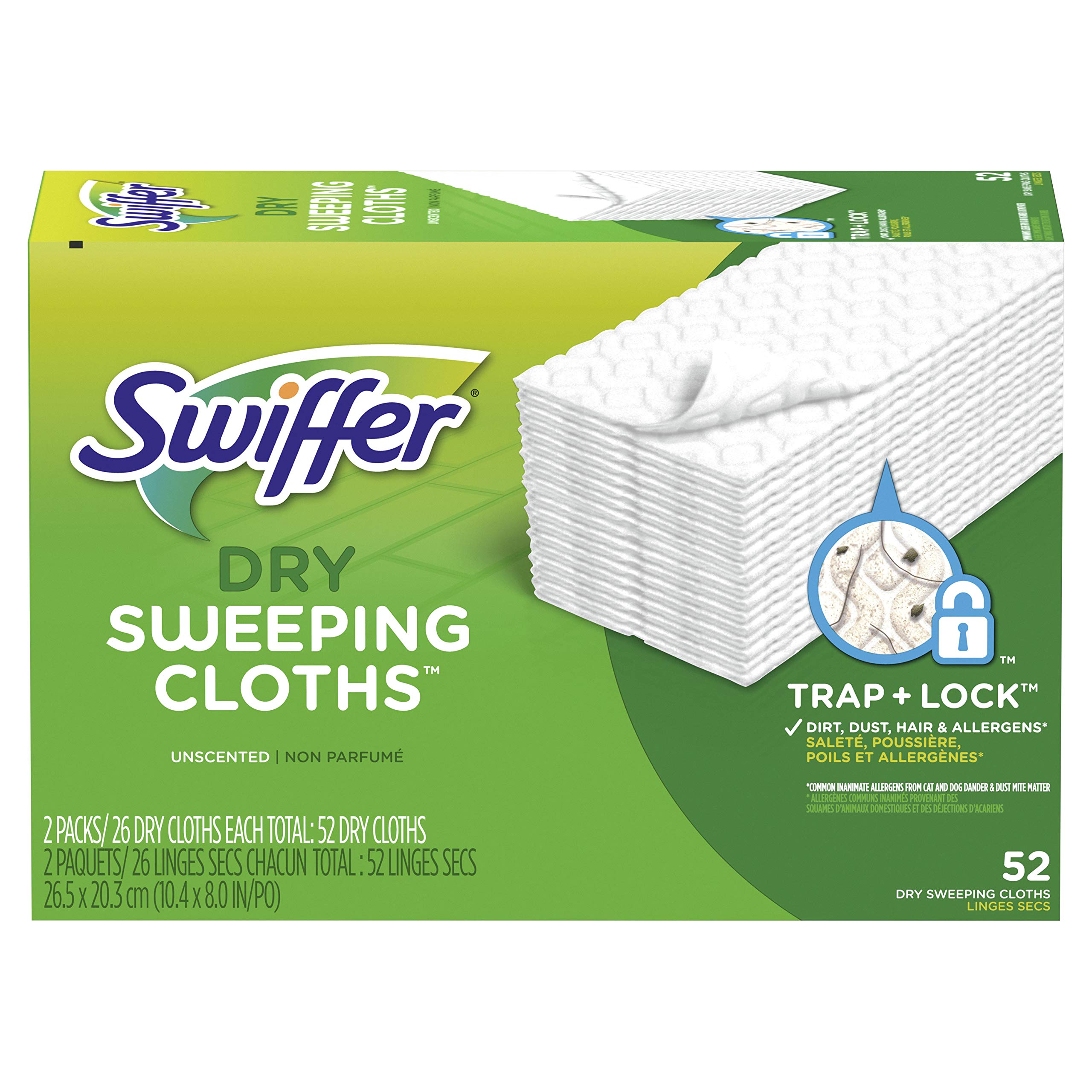 Book Cover Swiffer Sweeper Dry Mop Refills for Floor Mopping and Cleaning, All Purpose Floor Cleaning Product, Unscented, 52 Count (Packaging May Vary) 52 Count (Pack of 1)
