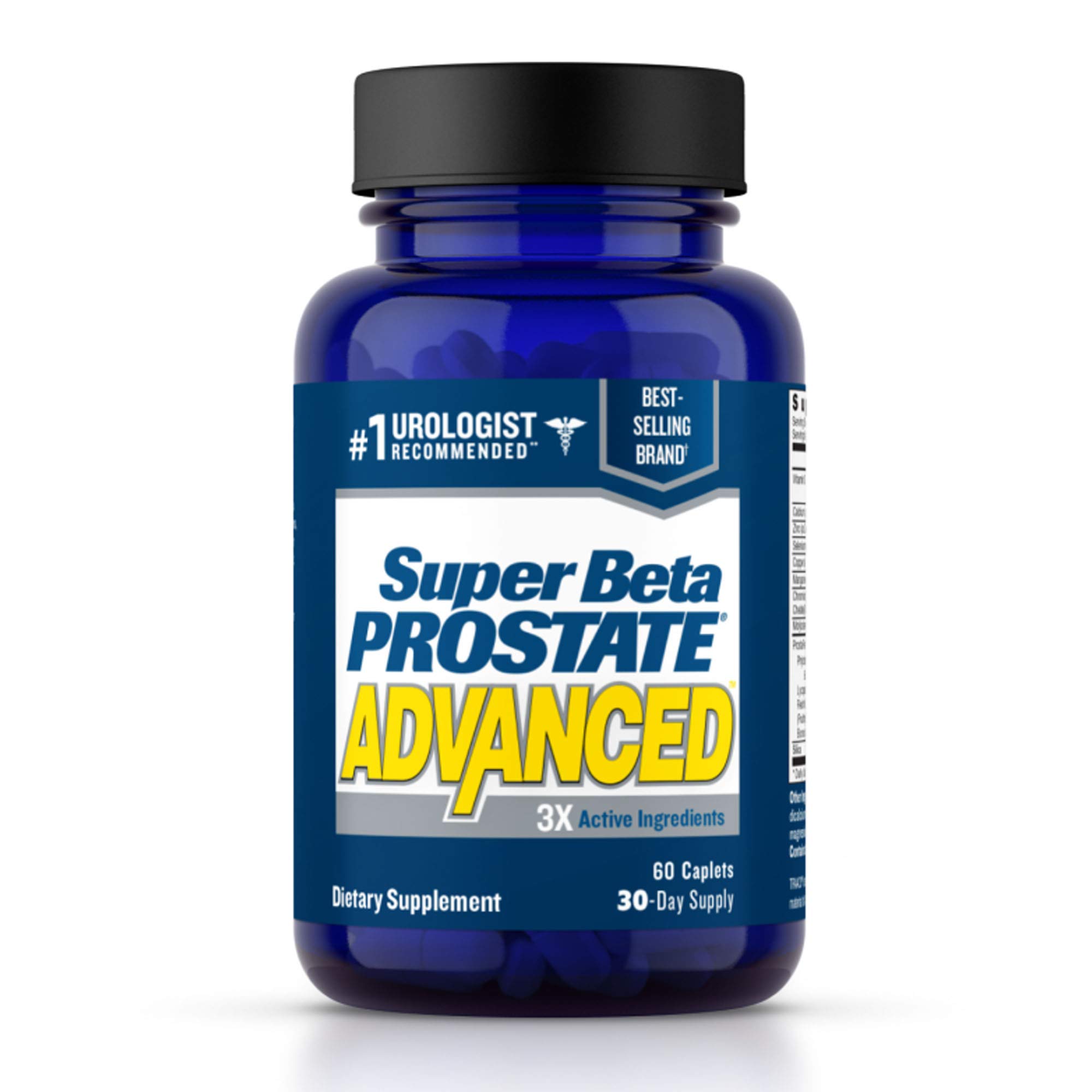 Super Beta Prostate Advanced Prostate Supplement for Men – Reduce Bathroom Trips, Promote Sleep, Support Urinary Health & Bladder Emptying. Beta Sitosterol not Saw Palmetto. (60 Caplets, 1-Bottle) 30.0 Servings (Pack of 1)