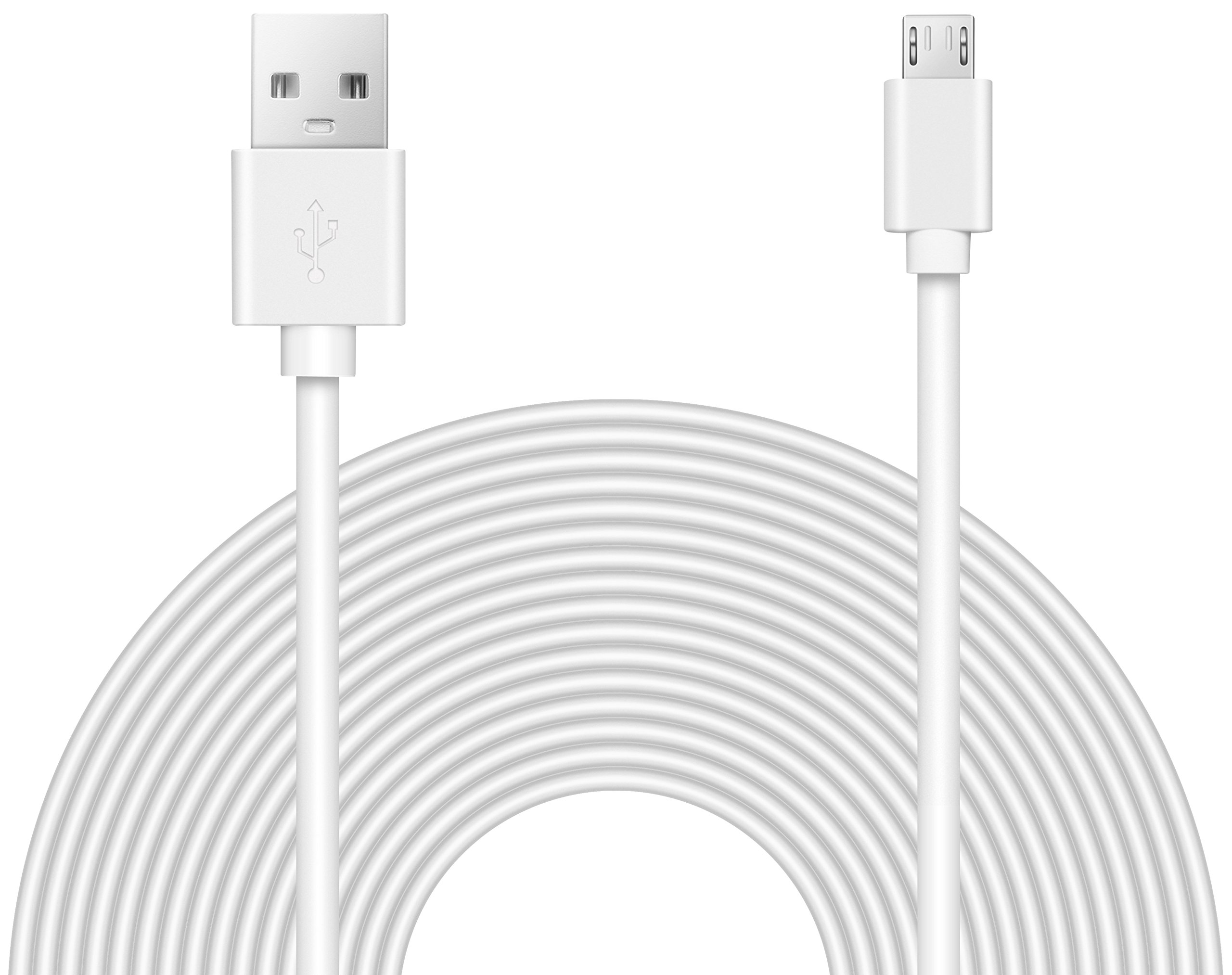 Book Cover 25ft Power Extension Cable Compatible with Wyze Cam v3, Echo, Ps5 Xbox Controller, Blink, Many More. - White