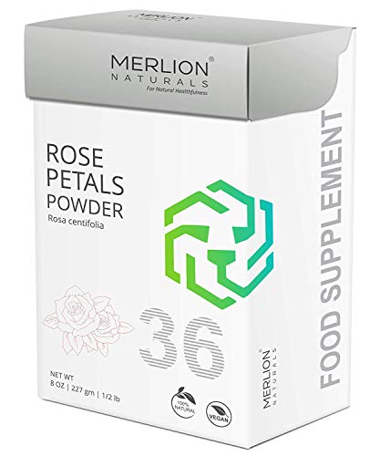 Book Cover Rose Petals Powder by Merlion Naturals | Rosa centifolia | Food Grade | Ideal for Hair and Face Pack (8 OZ)