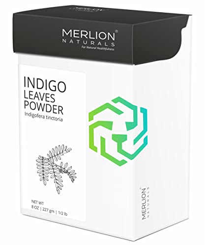 Indigo Powder by Merlion Naturals | Indigofera tinctoria | 100% Pure and Natural | For Hair/Beard Dye - 8 OZ ( 227g )
