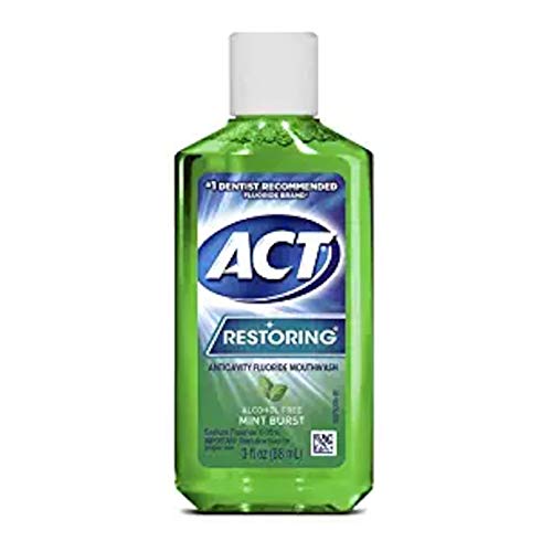 ACT Restoring Anticavity Fluoride Mouthwash, Mint Burst, 3 Ounce Travel Size (Pack of 3)