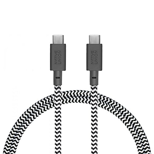 Native Union USB-C to USB-C Cable for Eclipse Charger - 4ft Ultra-Strong Cable for Samsung Galaxy Note 9 / S9, Sony XZ, LG V20 / G7, HTC 10 / U12+, Google Pixel 2/3 and More (Zebra)