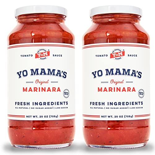 Book Cover Keto Marinara Pasta and Pizza Sauce by Yo Mama's Foods - Pack of (2) - No Sugar Added, Low Carb, Low Sodium, Gluten Free, Paleo Friendly, and Made with Whole, Non-GMO Tomatoes.
