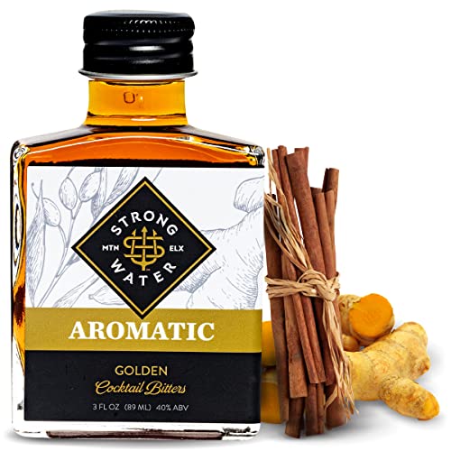Strongwater Aromatic Bitters (40 Servings) - Aromatic Cocktail Bitters for Old Fashioned made with Organic Turmeric, Cinnamon & Cardamom - Pair with Whiskey, Bourbon, Tea or Coffee