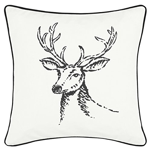 Book Cover Eddie Bauer Home Winter Morning Stag Throw Pillow, 1 Count (Pack of 1), Black