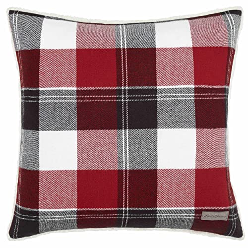 Eddie Bauer | Lodge Collection | Super Soft and Cozy Classic Plaid Design Decorative Throw Pillow/Sham, Easy Care Machine Washable, 20" x 20", Red/Black
