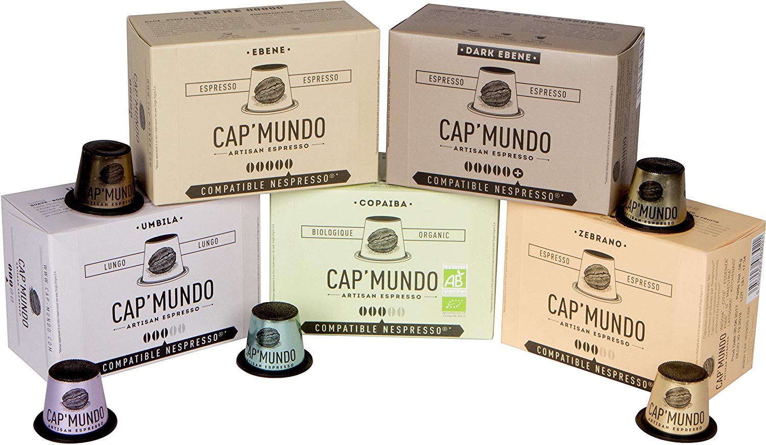 Book Cover Cap'Mundo Paris Espresso Capsules Variety Pack, 50 Single Cup Coffee Pods Compatible with Nespresso Original Machines, Specialty Grade and Artisan Slow-Roasted in France Espresso 10 Count (Pack of 5)