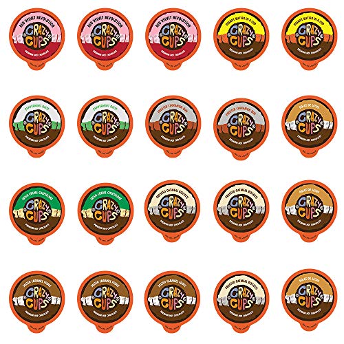 Book Cover Crazy Cups Flavored Hot Chocolate Pods, Hot Chocolate Variety Pack, Single Serve Hot Chocolate for K Cups Brewers, Hot Cocoa in Recyclable Pods, 20 Count
