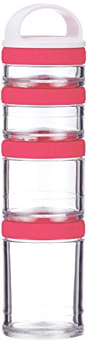 BlenderBottle GoStak Twist n' Lock Storage Jars, 4-Piece Starter Pak, Pink