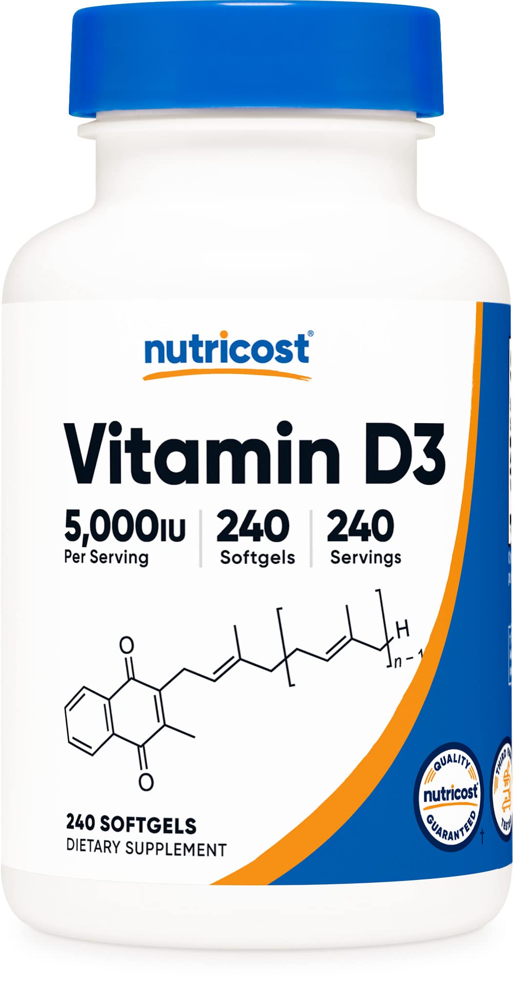 Nutricost Vitamin D3 5,000 IU, 240 Softgels - Non-GMO and Gluten Free Vitamin D 240 Count (Pack of 1)