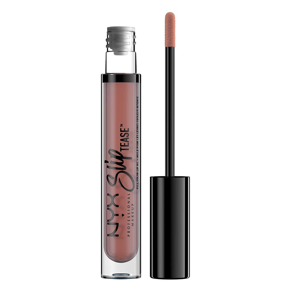 NYX PROFESSIONAL MAKEUP Slip Tease Full Color Lip Oil, Liquid Lipstick - I Woke Up Like This (Mauve Nude) I Woke Up Like This 0.13 Fl Oz (Pack of 1)