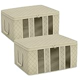Sorbus Foldable Storage Bag Organizers, 3 Sections, Great for Clothes, Blankets, Closets, Bedrooms, and More, 2-Pack