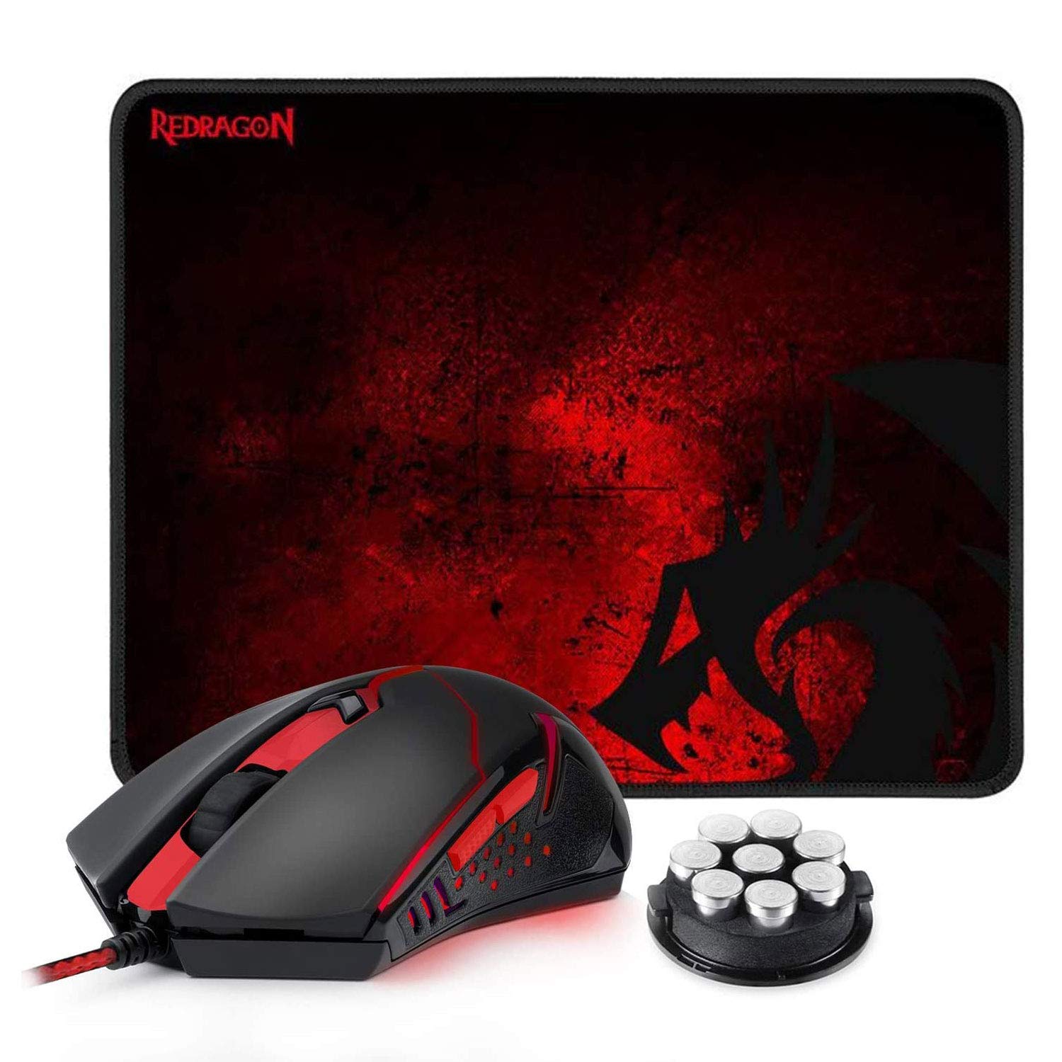 Book Cover Redragon M601-BA Gaming Mouse and Mouse Pad Combo, Ergonomic Wired MMO 6 Button Mouse, 3200 DPI, Red LED Backlit & Large Mouse Pad for Windows PC Gamer (Black Wired Mouse & Mousepad Set)