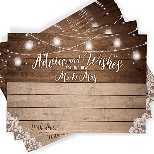 50 Rustic Wedding Advice Cards and Well Wishes for The Bride and Groom, Guest Book Alternative, Bridal Shower Games
