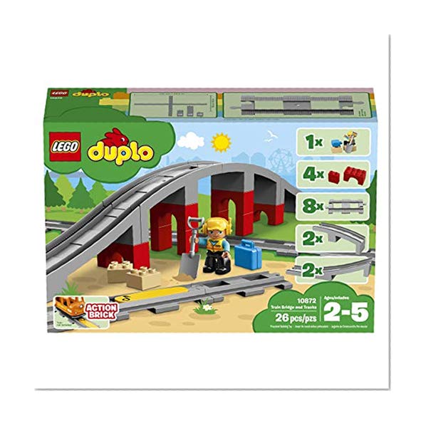 LEGO DUPLO - Les rails et le pont du train - 10872 - Jeu de Construction