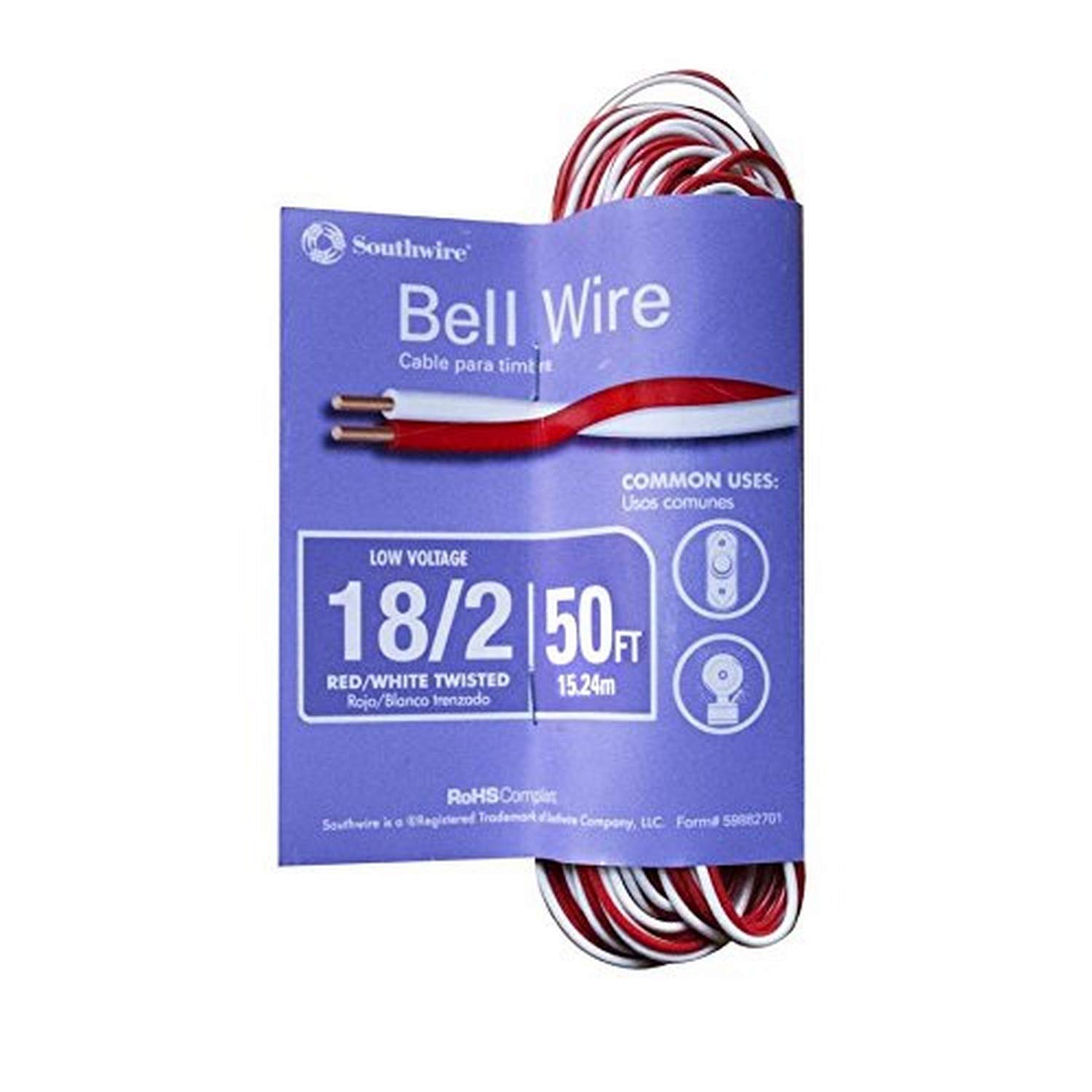 Book Cover Southwire 64267201 Red/White Bell Wire, 50 Foot