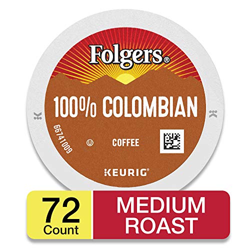 Book Cover Folgers K Cups 100% Colombian Coffee for Keurig Makers, Medium Roast, 72 Count, 18 Count (Pack of 4)