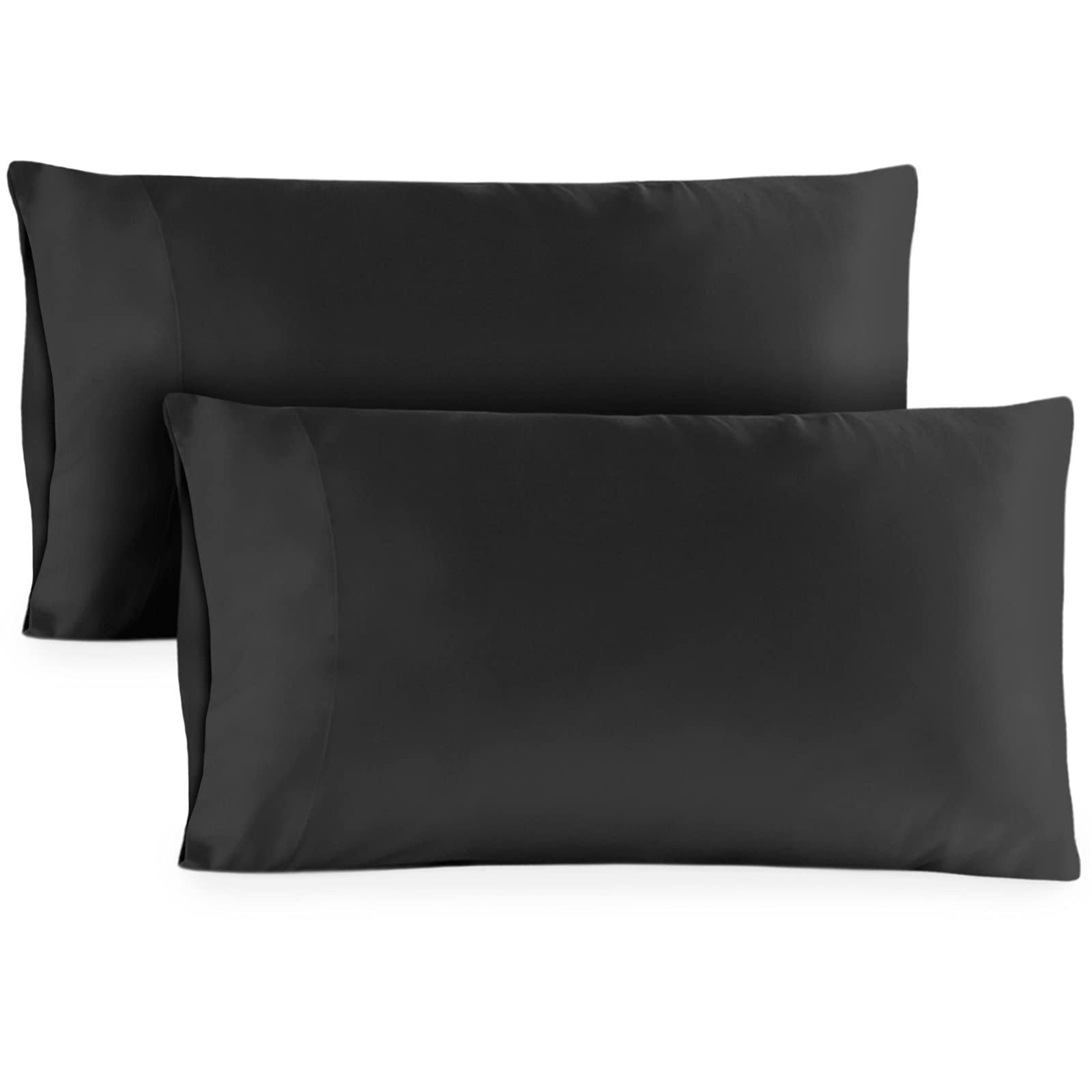 Book Cover Hotel Sheets Direct King Size Pillow Cases 2 Pack - 20x40 Inch Cooling Pillow Cases for King Size Pillows - Silky Pillowcase for Hair and Skin - Black 2 King Pillowcases Black