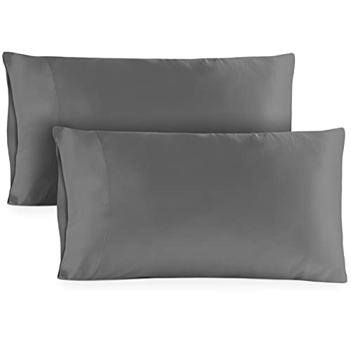 Hotel Sheets Direct Pillowcase Set â€“ 2 King Cooling Pillow Cases - 20 x 40 Inch Bamboo Derived Covers â€“ Dark Gray