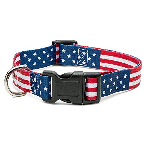 Book Cover American Flag Dog Collar in 5 Different Sizes Classic (Large)
