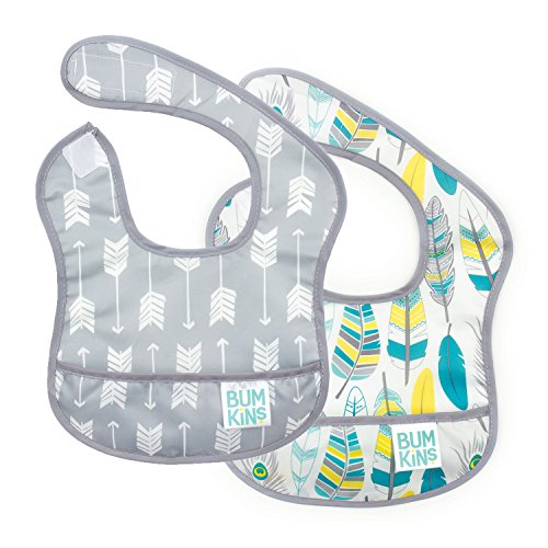 Book Cover Bumkins Starter Bib, Baby Bib Infant, Waterproof, Washable, Stain and Odor Resistant, 3-9 Months, 2-Pack - Arrows & Feathers