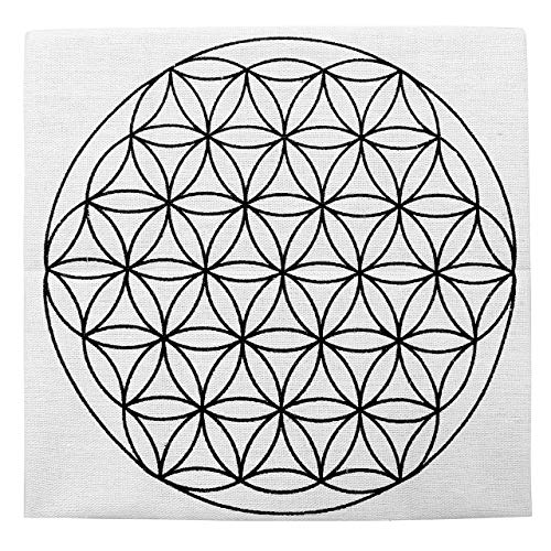 Book Cover Top Plaza Printed Cotton Cloth Flower of Life Sacred Geometry Crystal Grids Altar Cloth for Meditation Energy Balance
