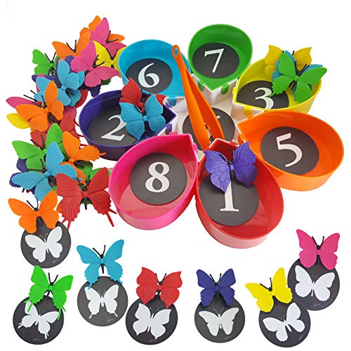 Skoolzy Butterfly Color Sorting 75 Piece Toys_and_Games Set, Counting Learning Activities for Toddlers & Preschool Educational Toys for oddler, Preschool, Kindergarten, 1st Grade Includes ebook