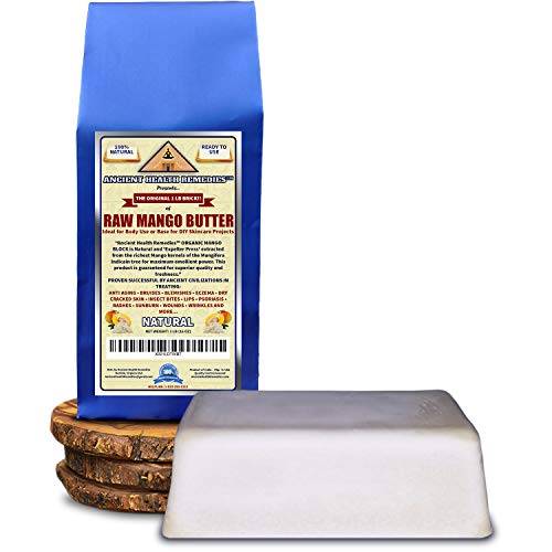 Organic Unrefined Raw MANGO BUTTER 1 LB (16 oz) BLOCK Bulk, Light Mango Aroma, Non-Greasy Base for Beauty, Skin Moisturizing, DIY Base for Body Butters & Hand Cream (INDIA)